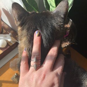 Sterling Silver Chain Linked Double Spike Ring ✨